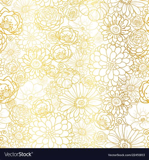 Golden Flowers Texture Pattern Royalty Free Vector Image