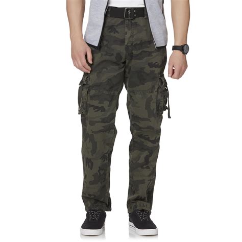 Rebel And Soul Young Mens Belted Cargo Pants Camouflage