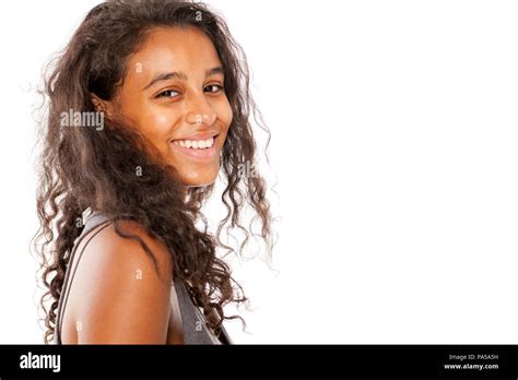 Portrait Of A Happy Beautiful Young Dark Skinned Woman Stock Photo Alamy