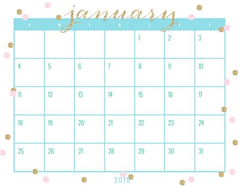 Freebie January 2015 Calendar Printable Design Pinterest