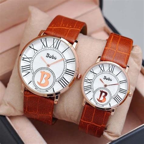 Jw633 Fashion Couple Wristwatch Pu Leather Strap Big Letter B Quartz