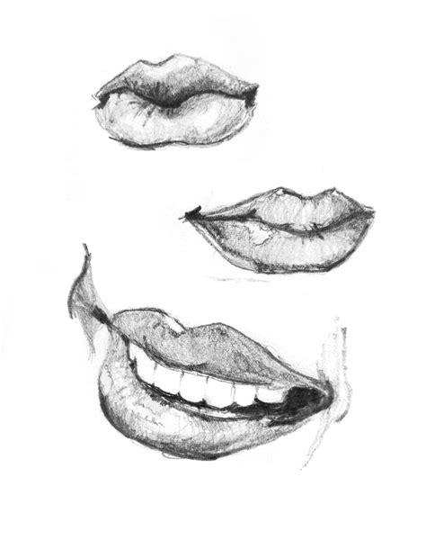 Как нарисовать губы картинки Рисунки губ карандашом поэтапно для