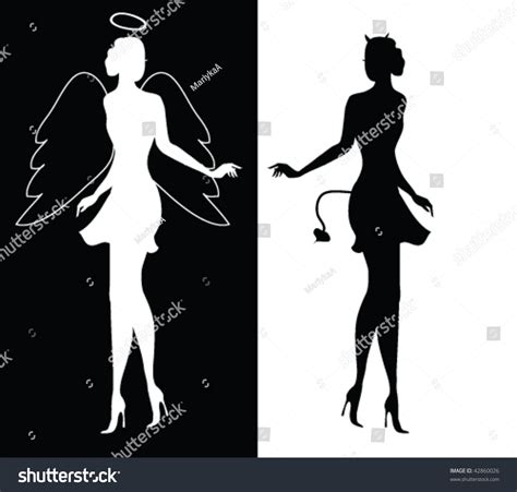 Silhouettes Of An Angel And Devil Stock Vector Illustration 42860026 Shutterstock