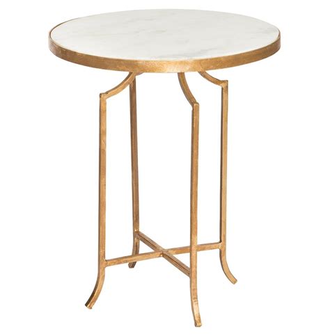 Free shipping on selected items. Fiji Hollywood Regency Gold Leaf White Marble End Table | Kathy Kuo Home