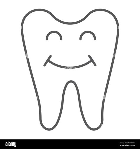 Happy Tooth Thin Line Icon Teeth And Dentistry Smiling Tooth Sign