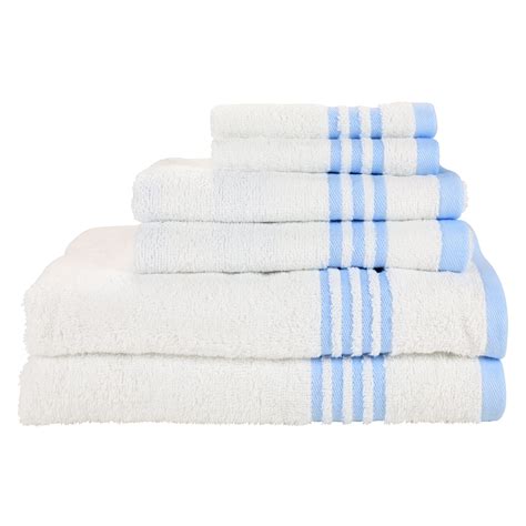 Arkwright 6 Piece Bathroom Towel Set Blue Stripes 2 Bath Towels 2