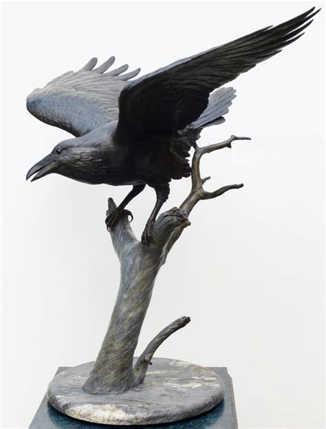Raven Bronze Sculpture Tom Hjorleifson