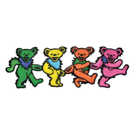 The Grateful Dead Rainbow Dancing Mini Bears Embroidered Iron On Patch At Sticker Shoppe