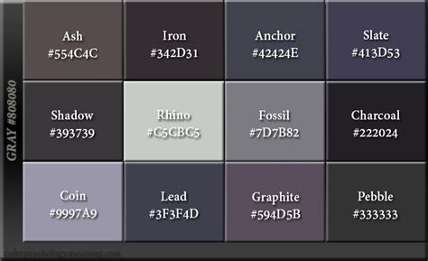 Shades Of Grey Colour With Names