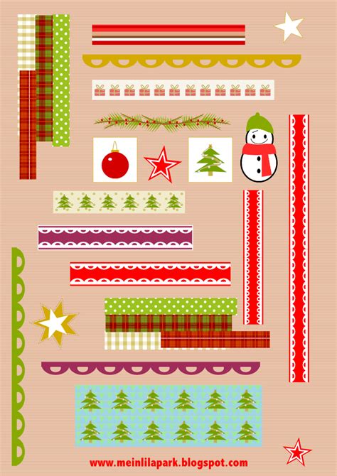 Free Digital Holiday Scrapbooking Borders Sticker Sheet