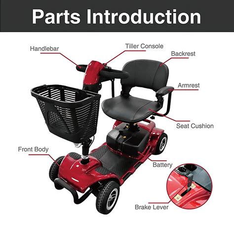 Equate Mobility 4 Wheel Motorized Power Scooter Red