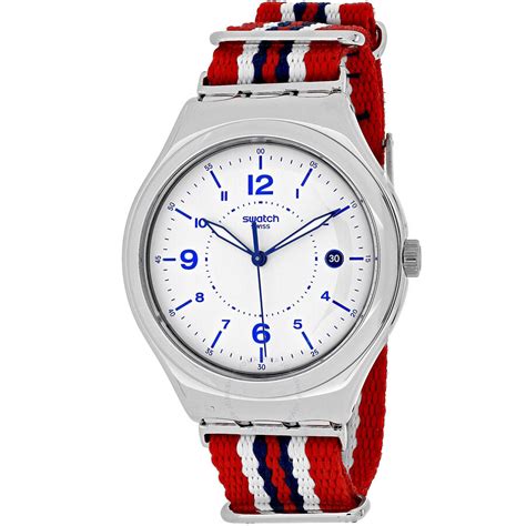 Swatch swiss quartz silicone strap, transparent. Swatch Irony Big Men's White Dial Men's Watch YWS407 ...