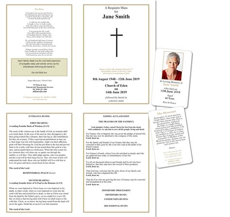 Create Funeral Mass Booklet Template | Personalised Detachable Order of