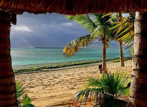 Tropical Beach Shore Bonito Clouds Sea Palm Trees Hot Rest