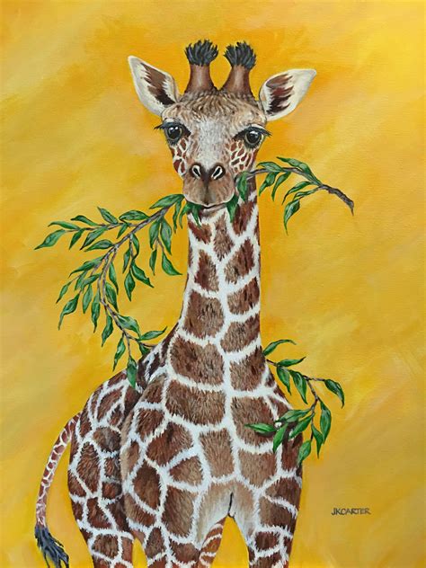 Baby Giraffe Nursery Art Acrylic Painting On Canvas By Jkcarter Sold