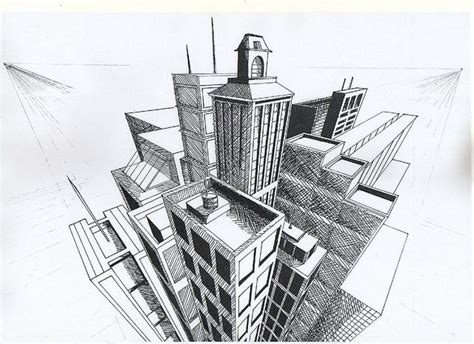2 Point Perspective City 2 Point Perspective Drawing Perspective Art