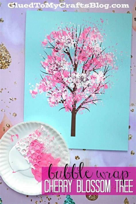 Bubble Wrap Print Cherry Blossom Tree Kid Craft Idea For Spring
