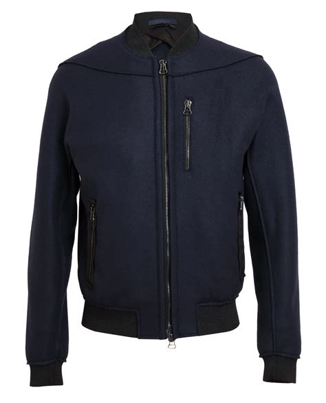 Lanvin Felt Wool Bomber Jacket In Blue For Men Lyst