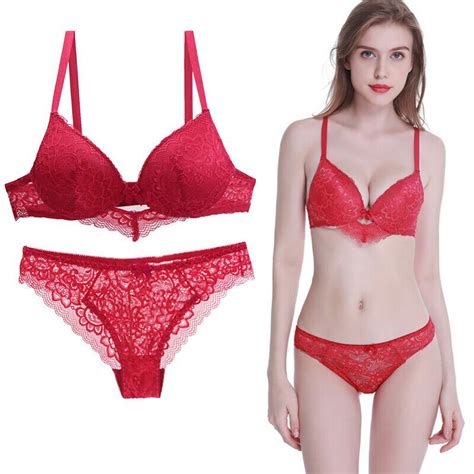 Women Sexy Lace Padded Plunge Extreme Push Up Bra Sets Knickers Briefs A B C D E Ebay