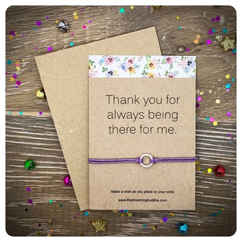 Thank You Card Thanks For Being There Wish Bracelet T Etsy