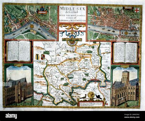 17th Century Map Of Middlesex England Stock Photo Alamy