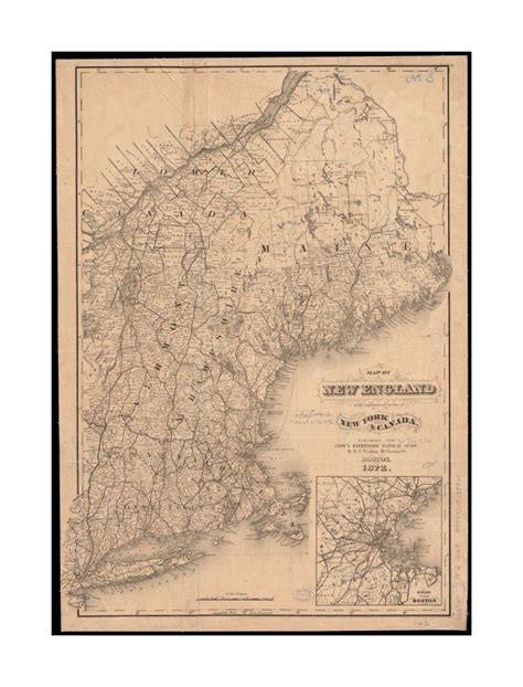 1872 Map New England Of New England With Adjacent Portions Of New York