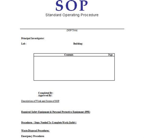 40 Free Standard Operating Procedures Sop Templates Printable Samples