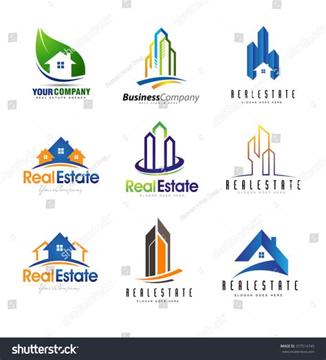 Real Estate Logo Design Set Creative Stock Vector Royalty Free