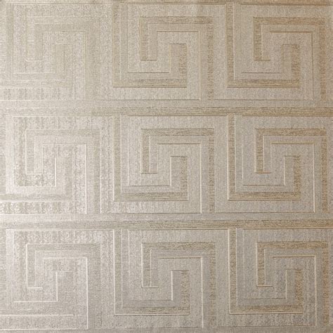 Shop Now Arthouse Greek Key Foil Geometric Champagne Gold Wallpaper