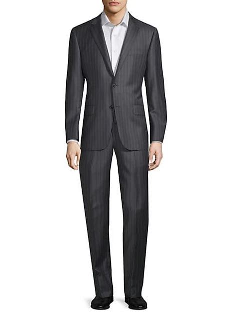 Hickey Freeman Milburn Ii Pinstripe Suit In Grey Modesens Pinstripe