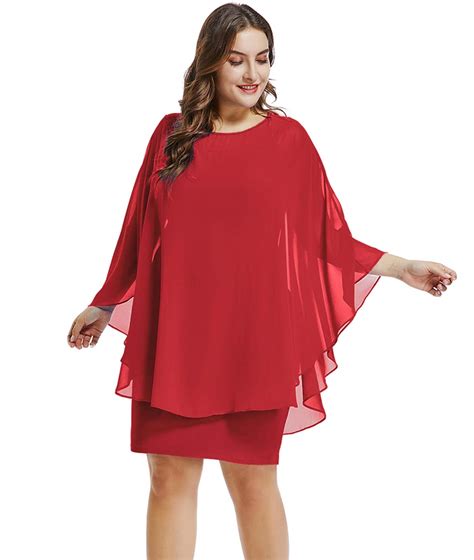 Lalagen Womens Plus Size Ruffle Bodycon Cocktail Party Pencil Dress With Cape
