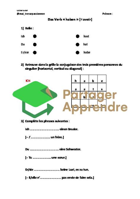 Partager Apprendre Le Verbe Haben Avoir En Allemand