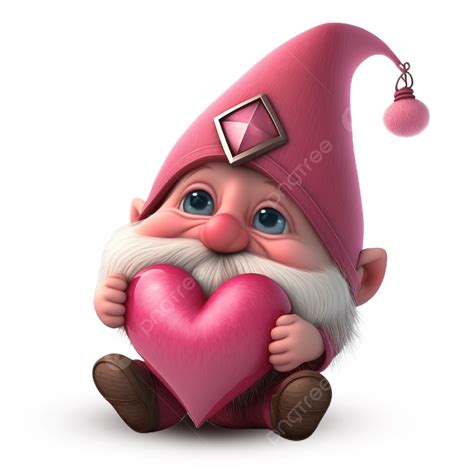 Valentine Day Gnome With Pink Hearts Valentine Day Gnome Heart Valentine Gnome Png