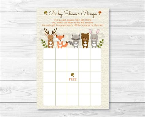  eucalyptus baby shower diaper raffle cards. Woodland Forest Animals Gender Neutral Printable Baby ...