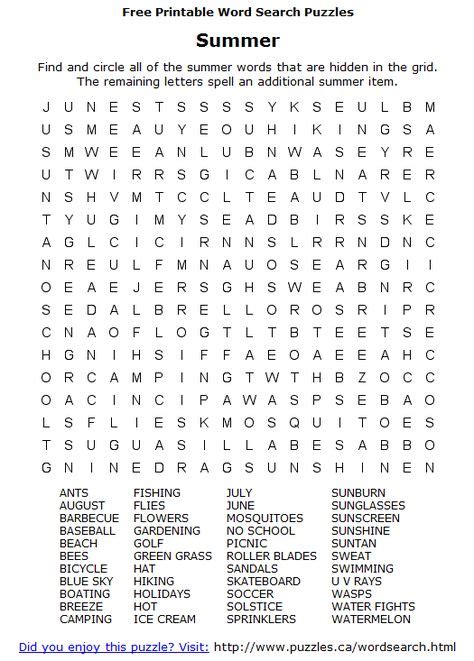 A Summer Extravaganza Summer Words Free Printable Word Searches