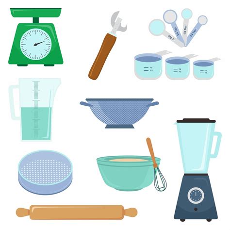 Kitchen Tools Accessory Simple Isolated Set Collection Kitchenware