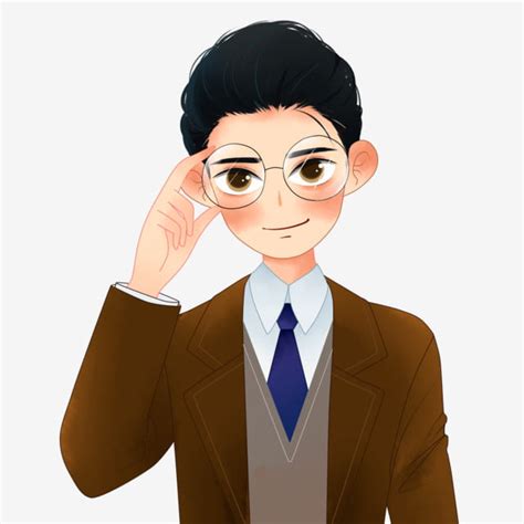 Boy Character Design Wearing Glasses Hand Painted