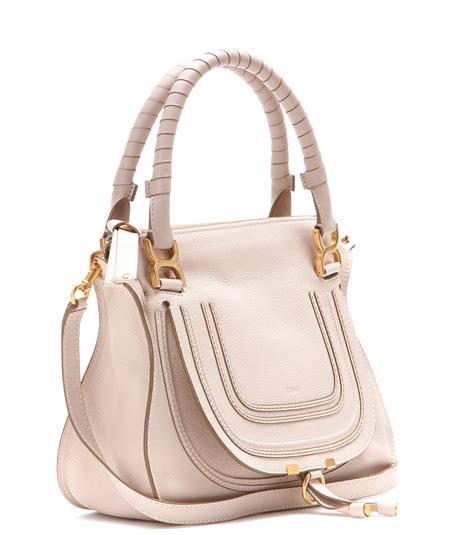 Lyst Chloé Marcie Medium Leather Tote In Natural