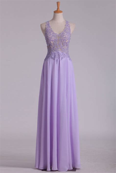 Sexy Open Back See Through Prom Dresses V Neck Chiffon With Beads And Applique Online Jolilis