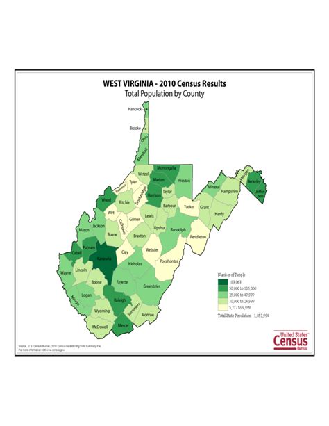 West Virginia County Population Map Free Download