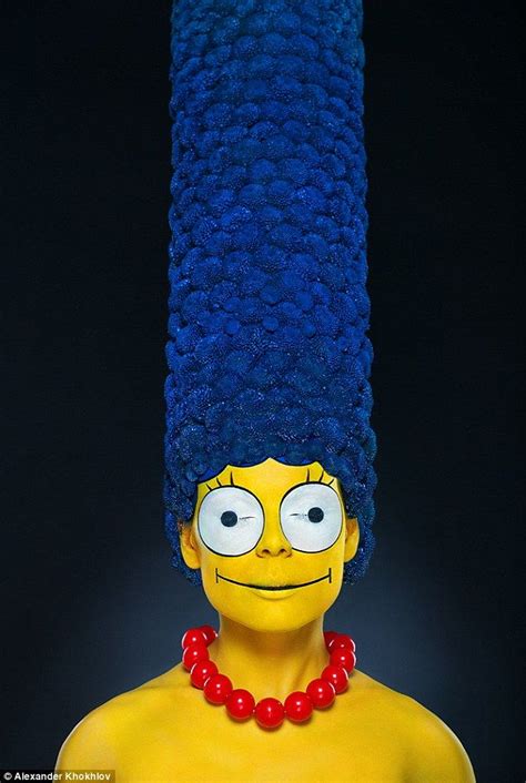 Model Transformed Into A Real Life Marge Simpson With A Towering Blue