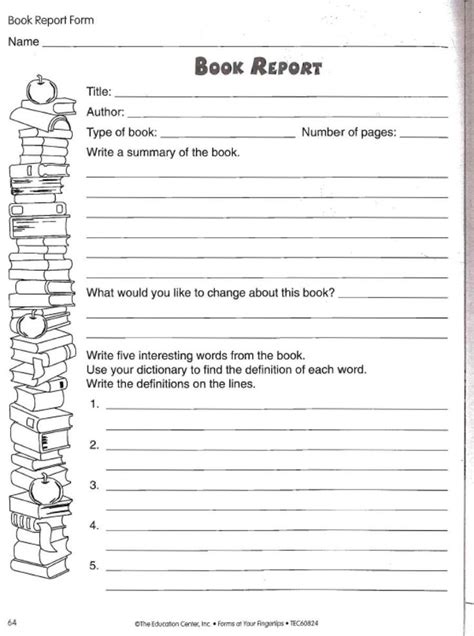 Download our free book press release template. Summarizing Worksheet 4th Grade Book Report Worksheet in ...