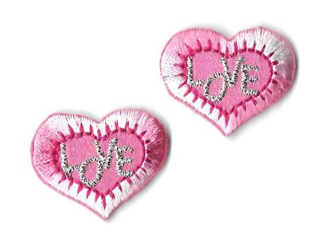 Details About Heart Love Pink Embroidered Iron On Applique Patch