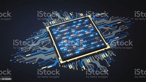 Isolated Cpu With Binary Numbers Stock Photo Download Image Now