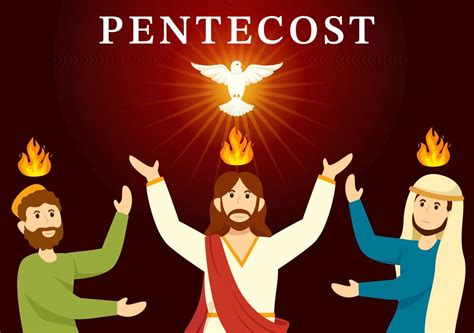 Pentecostés Domingo Ilustración Con Fuego Y Santo Espíritu Paloma En Católicos O Cristianos