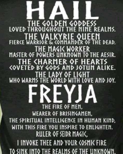 Prayers Goddess Freya Odin Walhalla Vikings Norse