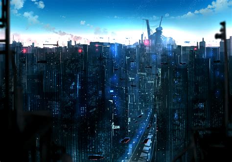 Anime Original City Sci Fi Building Wallpaper In 2020 Anime Scenery