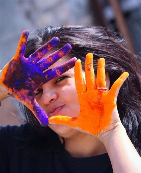 A Girl S Hands Painted With Holi Colors Pixahive
