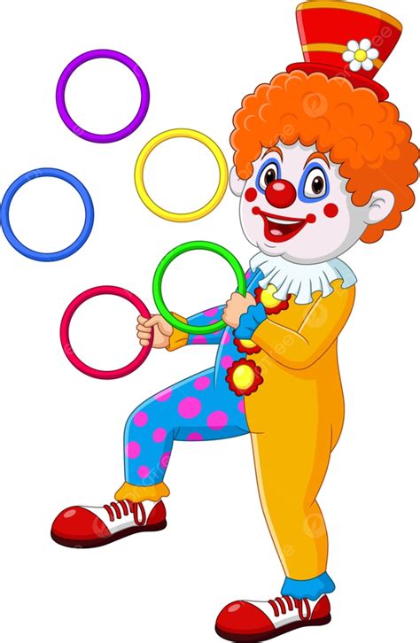 Cartoon Clown Juggling With Colorful Rings Performer Stilts Costume