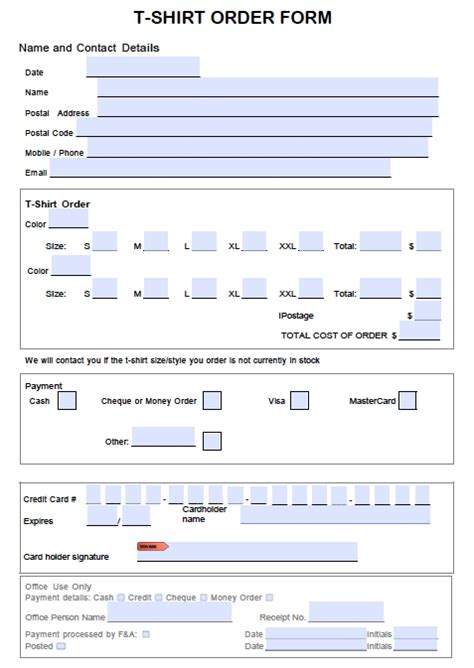 Download T Shirt Order Form Template Word Pdf Text Wikidownload